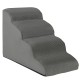 Gray 4-tier foam dog steps with non-slip surface, designed for easy pet access to beds and sofas.